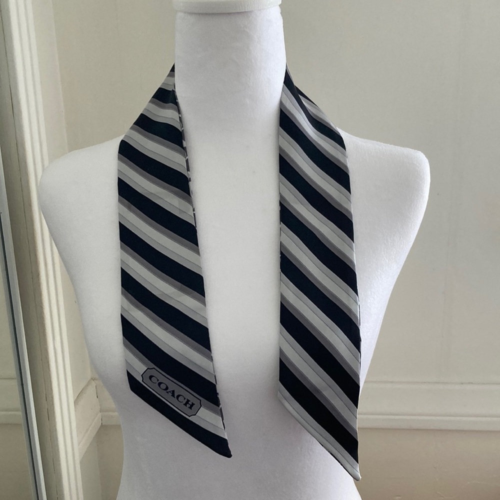 NWT 100% Silk Coach black and gray colors, pony tie.